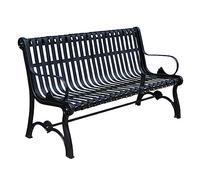 CJHFR472SG modernité Banc de Jardin extérieur avec Dossier et accoudoirs en Fonte, 3 chaises de Loisirs en métal, mobilier d'extérieur, Noir Meuble(180x65x83cm)