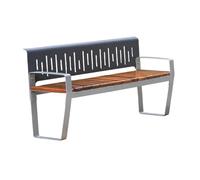 CJHFR472SG modernité Banc de Jardin extérieur en Acier Inoxydable, Surface de Chaise en Bois, for Balcon terrasse Loisirs Dossier Assis Meuble(Moyen)