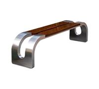 CJHFR472SG modernité Banc de Jardin sans Dossier, avec Surface en Bois, Chaise d'extérieur en Acier Inoxydable, siège de Loisirs Meuble(Petit)