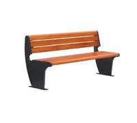 CJHFR472SG modernité Banc de Parc extérieur Marron foncé, Double Dossier en Bois, bancs d'extérieur en Acier Inoxydable, Patio Meuble(Grand)