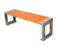 CJHFR472SG modernité Banc d'extérieur avec Assise en Bois Zigzag et Cadre en Acier Inoxydable for Cour Meuble(Grand)