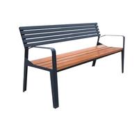 CJHFR472SG modernité Banc d'extérieur avec Dossier, accoudoirs, siège Triple, en Acier, for communauté extérieure, en Bois, for Salon, Balcon, Patio Meuble(Grand)