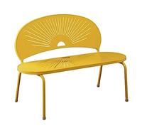 CJHFR472SG modernité Banc d'extérieur avec Dossier, en Alliage d'aluminium, for terrasse, Balcon, pelouse, Chaise de Loisirs légère Meuble(Yellow,120x63x85CM)