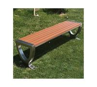 CJHFR472SG modernité Banc d'extérieur avec Pieds croisés, Cadre en Acier Inoxydable, Plaque d'assise en Bois, for Patio Meuble(Grand)