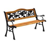 CJHFR472SG modernité Banc d'extérieur en Fonte et Bois de 125 cm, for 2 Personnes, idéal for Une terrasse, Un Parc ou Une Cour Meuble