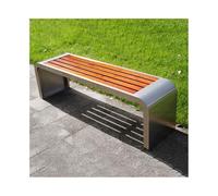 CJHFR472SG modernité Banc d'extérieur en U avec Cadre en Acier Inoxydable et Plaque d'assise en Bois, for Cour Meuble(Grand)