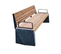 CJHFR472SG modernité Banc en Bois avec accoudoirs et Dossier, avec Cadre en métal en Acier Inoxydable, adapté aux sièges de Patio intérieurs et extérieurs Meuble(Moyen)