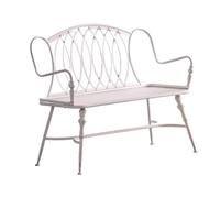 CJHFR472SG modernité Banc en Fer Vintage, Chaise Double avec Dossier for Jardin, terrasse, café, extérieur, chaises de Balcon de Loisirs, Blanc Meuble