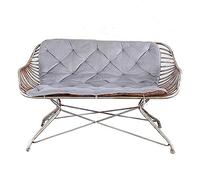 CJHFR472SG modernité Tabouret en Fer Vintage de 51,1 Pouces, Chaise de Balcon d'extérieur avec Coussin et Dossier, argenté, for 2 Personnes Meuble
