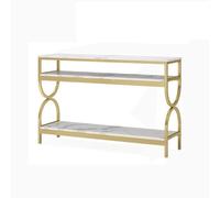 CJHFR472SG Multifonctionnel Table Console à 3 Niveaux avec étagères de Rangement Ouvertes Table d'entrée avec Plateau en Faux marbre Derrière Le canapé