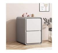 CJHFR472SG Petite table de chevet moderne en similicuir pour chambre à coucher, meuble de rangement, table de chevet à 2 tiroirs, table d'appoint, gris et blanc, pratique (L 25 x P 40 x H 48 cm)