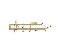 CJHFR472SG Portemanteau Mural Porte-vêtements Mural en métal, Crochets de Porte d'entrée créatifs, légers et Luxueux, Notes de Musique, sans Trou Patère Murale(Gold,Petit)