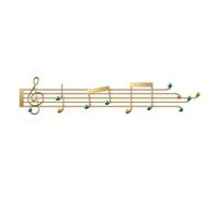 CJHFR472SG Portemanteau Mural Porte-vêtements Mural en métal, Crochets de Porte d'entrée créatifs, légers et Luxueux, Notes de Musique, sans Trou Patère Murale(Gold,Moyen)