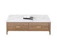 CJHFR472SG Table basse moderne pour salon - Table basse moderne avec plateau en ardoise et 4 tiroirs - Table d'appoint rectangulaire en bois de 51,1 pouces - Simple