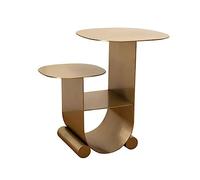 CJHFR472SG Table d'appoint moderne à 2 niveaux en métal avec étagère ouverte, table de chevet, table basse, table à thé, meuble, table d'appoint pour salon, chambre à coucher, balcon, dortoir simple