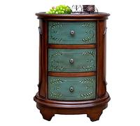 CJHFR472SG Table d'appoint vintage moderne en bois avec 3 tiroirs, table de chevet, table basse pour petits espaces, salon, chambre à coucher, marron rustique simple