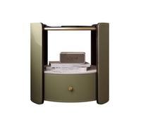 CJHFR472SG Table de chevet cylindrique moderne, petite table de chevet en bois, cuir, tiroir simple, train en métal, espace de rangement, meuble de chevet, vert foncé pratique