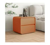 CJHFR472SG Table de chevet moderne avec 2 tiroirs de rangement, table d'appoint moderne en cuir microfibre orange, table de chevet pour chambre à coucher, 1 table de chevet, pratique 45 x 40 x 47 cm