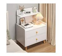 CJHFR472SG Table de chevet moderne, double tiroir, espace de rangement multicouche, petite table de chevet, espace de rangement simple en bois avec pieds surélevés, meuble de chevet pratique pour