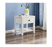 CJHFR472SG Table de chevet moderne en bois avec tiroir et étagère de rangement, table d'appoint moderne en bois massif, table de chevet pour chambre à coucher, table de chevet blanche pratique