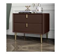 CJHFR472SG Table de chevet moderne en bois de couleur café, table de chevet d'appoint en similicuir avec tiroir de rangement, tables de chevet pour chambre à coucher, dortoir, table de chevet pratique