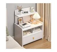 CJHFR472SG Table de chevet moderne, tiroir simple, rangement multicouche, table de chevet, rangement simple en bois, meuble de chevet, petit pratique (blanc)