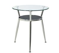 CJHFR472SG Table de salle à manger ronde moderne en verre, petite et moderne pour 2-3 personnes, idéale pour salon, balcon, cuisine, table basse. Meubles de salon