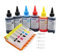 CJHSRYVX Cartouche d'encre Rechargeable 6 x 100 ML avec Puce Compatible avec Les Fournitures d'imprimante MG6350 MG7150 MG7550 IP8750 MG6370 MG7170 MG7570 pour numéro de pièce PGI-550 CLI-551