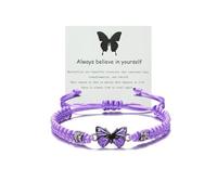 CJIAYUJEW Bracelet papillon « Always believe in yourself » - Bracelet à breloques papillon - Bracelet assorti - Bracelets d'amitié pour couple, Adjustable, Alliage, Pas de gemme