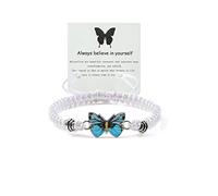 CJIAYUJEW Bracelet papillon « Always believe in yourself » - Bracelet à breloques papillon - Bracelet assorti - Bracelets d'amitié pour couple, Adjustable, Alliage, Pas de gemme