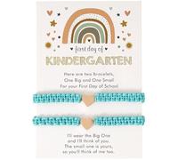 CJIAYUJEW Lot de 2 bracelets assortis en forme de cœur pour la rentrée scolaire pour maman et moi, bracelets de vœux pour le premier jour d'école pour mère et fille, bracelets réglables en forme de