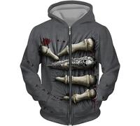 CJINSON Sweat à capuche pour homme avec motif tête de mort d'ange en 3D et fermeture éclair intégrale