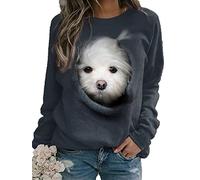 CJINSON Sweat-shirt à manches longues pour femme - Imprimé animal 3D - Motif chat et chien, # 1, XXXL