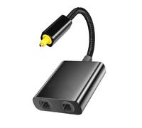 CJMUQHEHH Câble Optique Audio Diviseur Audio Optique 2 en 1 Sorties 2.0, Répartiteur Numérique pour DVD, Barre de Son et Appareils Électroniques, Couleur Noir