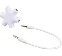 CJMUQHEHH Répartiteur audio 5 jack 3,5 mm - Blanc - Avec câble de 23 cm - Adaptateur jack Y - Pour haut-parleur, téléphone portable, ordinateur portable