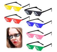 CJMUQHEHH Thug Life Lot de 6 paires de lunettes de soleil multicolores pour adultes et enfants avec mosaïque pixels, jouet, lunettes de soleil amusantes pour fêtes et séances photo