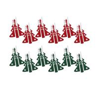 CJQRL 12 Pièces Porte Couvert Noel, Decorations Table Noel, Décoration Noel Support de Vaisselle, Noel Decoration Table, Feutre d'arbre de Noël Rouge/Vert, Couronne de Serviettesn