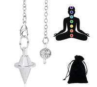 CJQRL Argent Pendule Divinatoire, Pendule De Thot, Pendule Égyptien, Pendule Radiesthesie, pour la radiesthésie, Pendule Chakra Reiki Divination Méditation(2)
