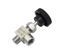 CJTWNBIO Coude mâle vers Femelle BSP NPT 90 degrés, 1/8", 1/4", 3/8", 1/2", vanne à pointeau, coude de Grue, contrôle de débit d'eau en Acier Inoxydable 304(1/8",NPT)