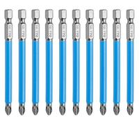 Cjueiom Lot de 10 embouts de tournevis PH2 magnétiques antidérapants cruciformes pour tournevis électrique avec tige hexagonale de 6,35 mm (PH2 x 90 mm)