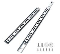 Cjueiom Lot de 10 glissières de tiroir à roulement à billes argentées de 214 mm - Rail de tiroir en métal bidirectionnel - 17 mm de large - Pour tiroirs rainurés, armoires, placards