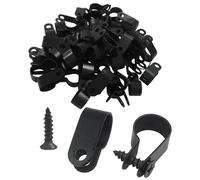 Cjueiom Lot de 100 clips de câble de type R de 1,27 cm, pinces en nylon noir avec vis en acier inoxydable pour une gestion sécurisée des câbles, idéal pour la maison, le bureau et l'extérieur