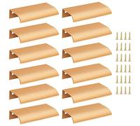 Cjueiom Lot de 12 poignées de placard de cuisine dissimulées de 64 mm au centre du trou caché, poignées de tiroir en aluminium pour armoire (80 mm de longueur totale, doré)