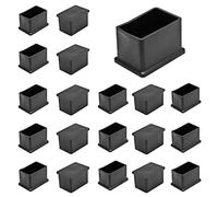 Cjueiom Lot de 20 housses de protection rectangulaires en PVC pour pieds de chaise, tables et chaises - 25 mm x 50 mm - Noir