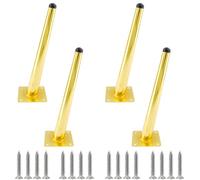 Cjueiom Lot de 4 pieds de meubles obliques dorés de 25 cm, pieds de canapé du milieu du siècle, pieds de table basse, pieds de chaise effilés, pieds d'armoire en métal pour placard, ottomane