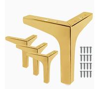 Cjueiom Lot de 4 pieds de meubles triangulaires modernes dorés de 17,8 cm, pieds de canapé de rechange pour armoire, chaise, ottomane