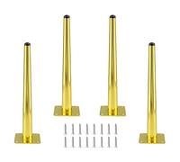 Cjueiom Lot de 4 pieds droits dorés de 30 cm pour meubles de canapé du milieu du siècle - Robustes - Pieds de table basse coniques en métal - Pour meuble ottoman