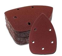 Cjueiom Lot de 50 feuilles de papier abrasif grain 120, 5 trous pour ponceuse à crochet et boucle, papier abrasif pour ponceuse de 140 mm