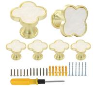 Cjueiom Lot de 6 boutons de trèfle à quatre feuilles, boutons de porte créatifs, élégants pour armoire, commode et salle de bain, en alliage de zinc durable, installation facile, design à trou unique