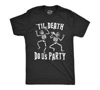 CJVXZVXB Mens Til Death Do Us Party T Shirt Funnykeleton Halloween Pizza Party NoveltyBlackXX-Large